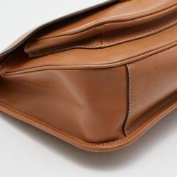 Pre Owned Tory Burch Brown Leather James Saddle Shoulder Bag