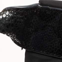 Pre Owned Tory Burch Black Nylon and Python Embossed Suede Ella Tote