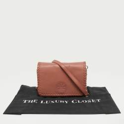 Pre Owned Tory Burch Dusty Rose Leather Marion Whipstitch Shoulder Bag