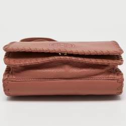 Pre Owned Tory Burch Dusty Rose Leather Marion Whipstitch Shoulder Bag