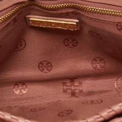 Pre Owned Tory Burch Dusty Rose Leather Marion Whipstitch Shoulder Bag