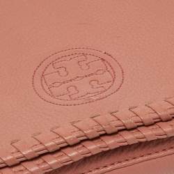 Pre Owned Tory Burch Dusty Rose Leather Marion Whipstitch Shoulder Bag