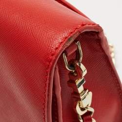 Pre Owned Tory Burch Red Leather Kira Envelope Flap Shoulder Bag