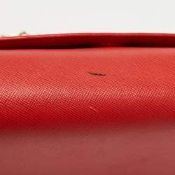 Pre Owned Tory Burch Red Leather Kira Envelope Flap Shoulder Bag