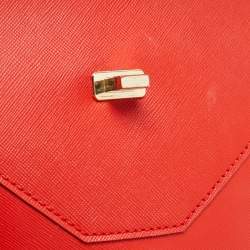 Pre Owned Tory Burch Red Leather Kira Envelope Flap Shoulder Bag