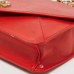 Pre Owned Tory Burch Red Leather Kira Envelope Flap Shoulder Bag