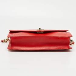 Pre Owned Tory Burch Red Leather Kira Envelope Flap Shoulder Bag