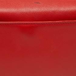 Pre Owned Tory Burch Red Leather Kira Envelope Flap Shoulder Bag