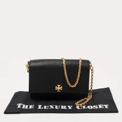 Pre Owned Tory Burch Black Saffiano Leather Kira Chain Bag
