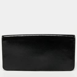 Pre Owned Tory Burch Black Textured Patent Leather Gigi Clutch