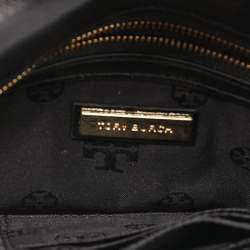 Pre Owned Tory Burch Black Textured Patent Leather Gigi Clutch