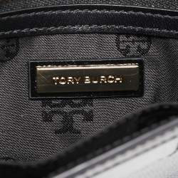 Pre Owned Tory Burch Black Textured Patent Leather Gigi Clutch