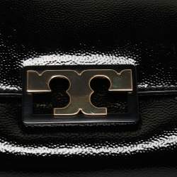 Pre Owned Tory Burch Black Textured Patent Leather Gigi Clutch