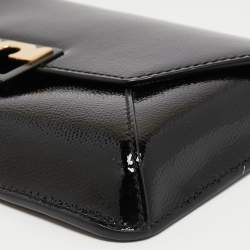 Pre Owned Tory Burch Black Textured Patent Leather Gigi Clutch