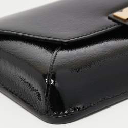 Pre Owned Tory Burch Black Textured Patent Leather Gigi Clutch