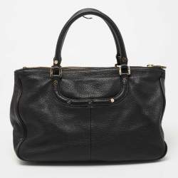 Pre Owned Tory Burch Black Leather Amanda Tote
