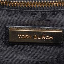 Pre Owned Tory Burch Black/White Leather Chelsea Flap Chain Shoulder Bag