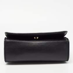 Pre Owned Tory Burch Black Quilted Leather Medium Fleming Shoulder Bag