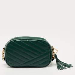 Pre Owned Tory Burch Green Leather Kira Camera Bag