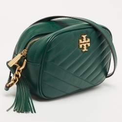 Pre Owned Tory Burch Green Leather Kira Camera Bag