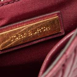 Pre Owned Tory Burch Burgundy Leather Small Fleming Shoulder Bag