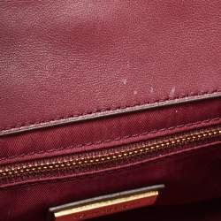 Pre Owned Tory Burch Burgundy Leather Small Fleming Shoulder Bag