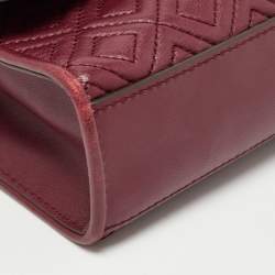 Pre Owned Tory Burch Burgundy Leather Small Fleming Shoulder Bag