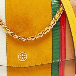Pre Owned Tory Burch Multicolor Leather and Suede Robinson Convertible Shoulder Bag