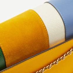 Pre Owned Tory Burch Multicolor Leather and Suede Robinson Convertible Shoulder Bag