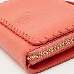 Pre Owned Tory Burch Orange Leather Marion Flap Crossbody Bag