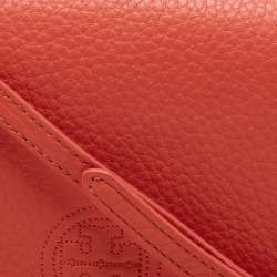 Pre Owned Tory Burch Orange Leather Marion Flap Crossbody Bag
