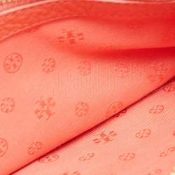 Pre Owned Tory Burch Orange Leather Marion Flap Crossbody Bag