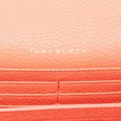 Pre Owned Tory Burch Orange Leather Marion Flap Crossbody Bag