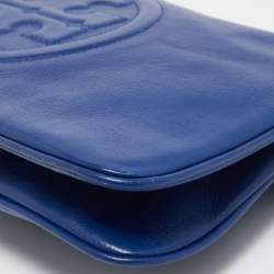 Pre Owned Tory Burch Blue Leather Reva Chain Clutch