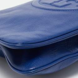 Pre Owned Tory Burch Blue Leather Reva Chain Clutch