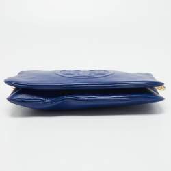 Pre Owned Tory Burch Blue Leather Reva Chain Clutch