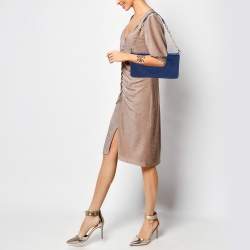 Pre Owned Tory Burch Blue Leather Reva Chain Clutch