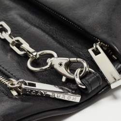 Pre Owned Tory Burch Black Leather Reva Chain Clutch