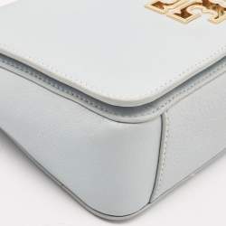 Pre Owned Tory Burch Light Blue Leather Britten Shoulder Bag