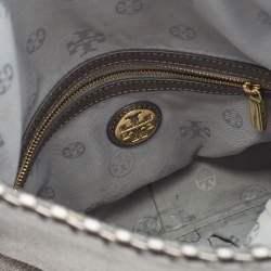 Pre Owned Tory Burch Metallic Leather Foldover Crossbody Bag