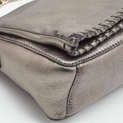 Pre Owned Tory Burch Metallic Leather Foldover Crossbody Bag