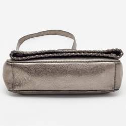 Pre Owned Tory Burch Metallic Leather Foldover Crossbody Bag