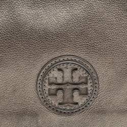 Pre Owned Tory Burch Metallic Leather Foldover Crossbody Bag
