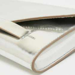 Pre Owned Tory Burch Silver Leather Envelope Clutch