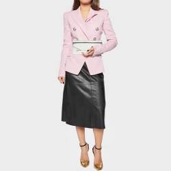 Pre Owned Tory Burch Silver Leather Envelope Clutch