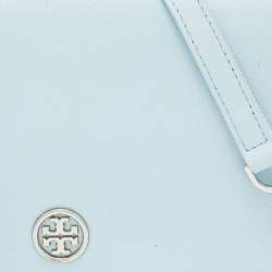 Pre Owned Tory Burch Light Blue Saffiano Leather Robinson Wallet On Chain
