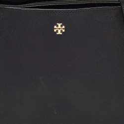 Pre Owned Tory Burch Black Leather Large York Buckle Shopper Tote