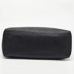 Pre Owned Tory Burch Black Leather Large York Buckle Shopper Tote