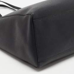 Pre Owned Tory Burch Black Leather Large York Buckle Shopper Tote