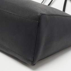 Pre Owned Tory Burch Black Leather Large York Buckle Shopper Tote